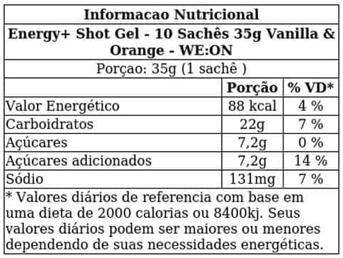 Gel WE:ON Energy Shot Vanilla & Orange - 35g