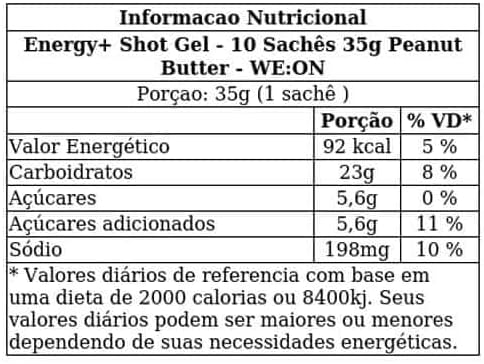 Gel WE:ON Energy Shot - Peanut Butter - 35g