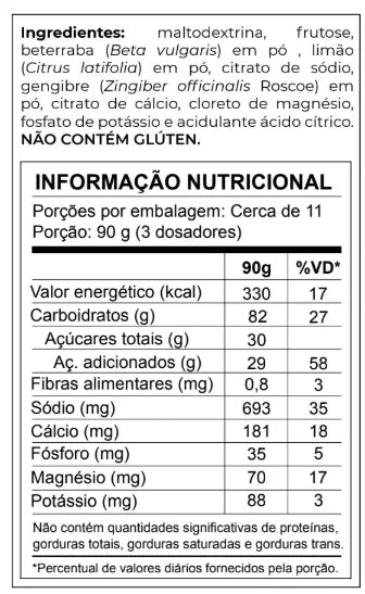 Pré e Intratreino em Pó com Beterraba, Limão e Gengibre com NITRATO - 1 Kg